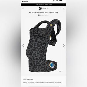 Artipoppe ZEITGEIST LEOPARD GREY IN COTTON baby carrier sling like new